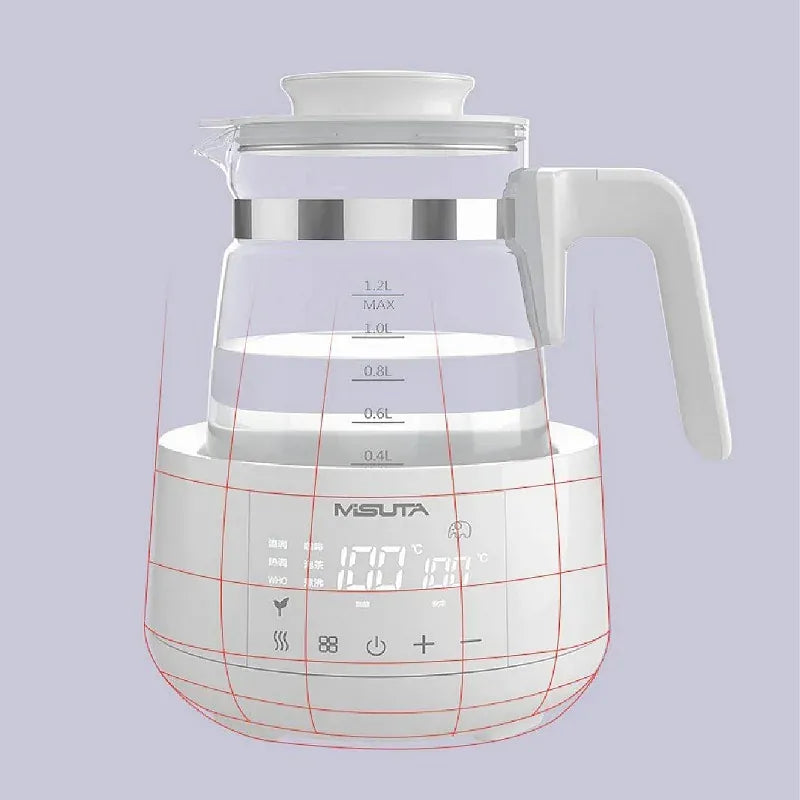 Glazen waterkoker 1,2 liter met temperatuurregeling