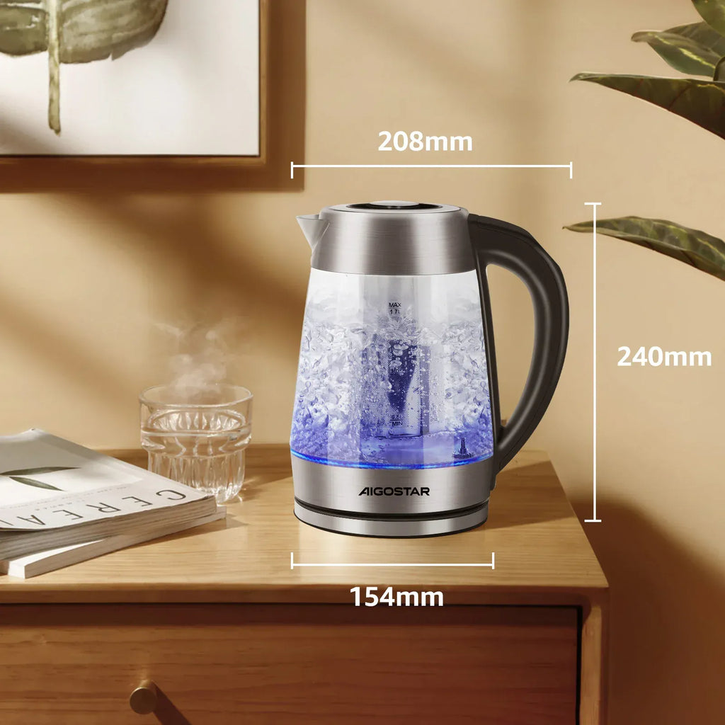 Glazen waterkoker 1,7 liter met infuser en vijf standen