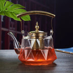 Gouden glazen theepot 1L