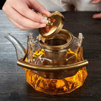 Gouden glazen theepot 1L