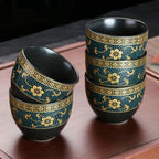 Hoogwaardige Chinese zwarte en gouden theeset