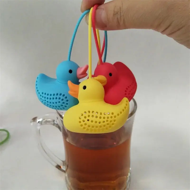 Siliconen thee-infuser in gele eendvorm – afbeelding 3