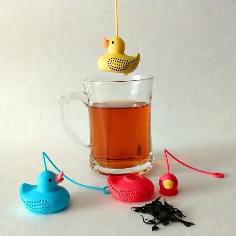 Siliconen thee-infuser in gele eendvorm – afbeelding 2