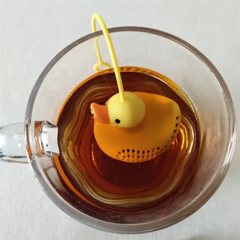 Siliconen thee-infuser in gele eendvorm – afbeelding 1