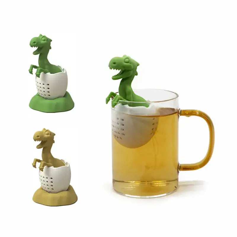 Siliconen T-Rex thee-infuser voor de koprand – afbeelding 3