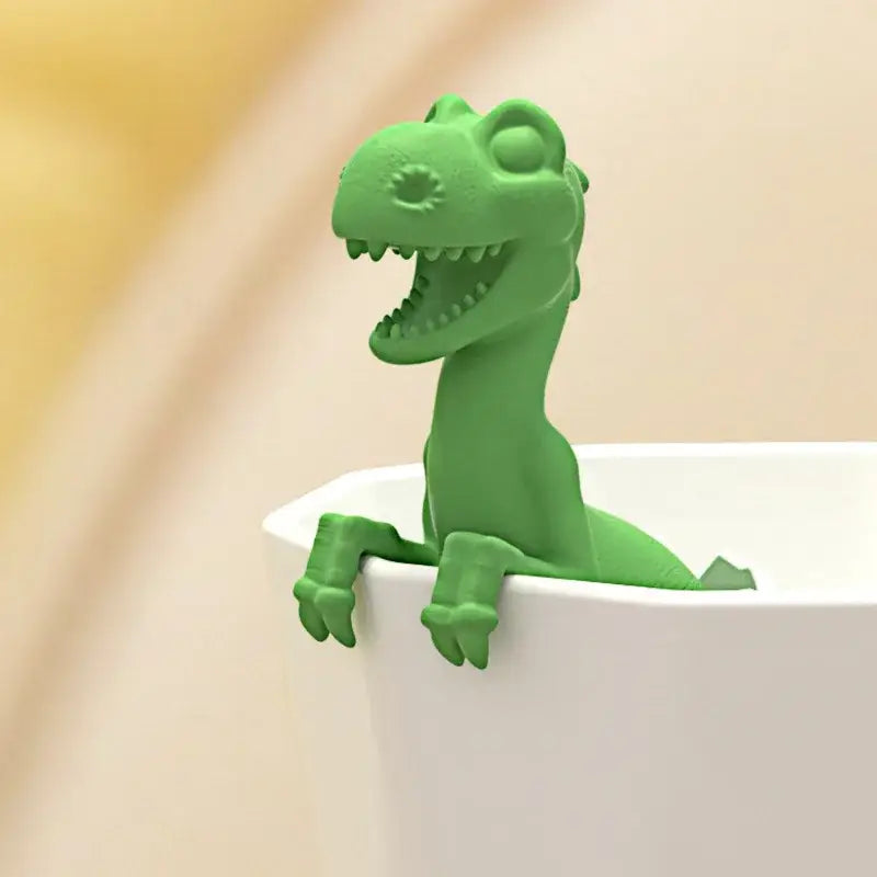 Siliconen T-Rex thee-infuser voor de koprand – afbeelding 2
