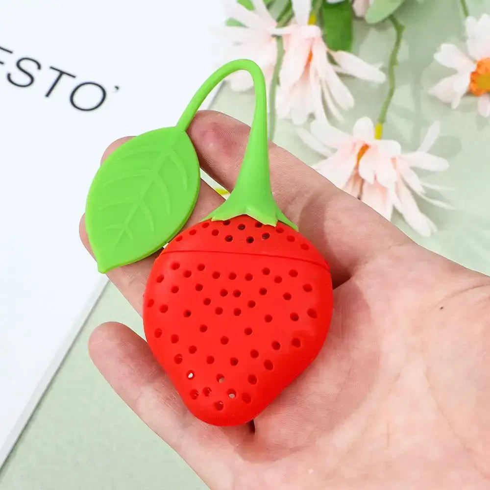 Siliconen thee-infuser in aardbeivorm – afbeelding 1