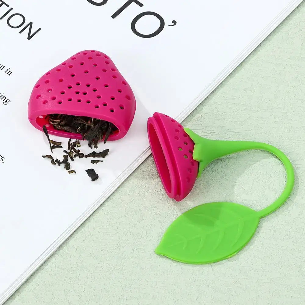 Siliconen thee-infuser in aardbeivorm – afbeelding 2