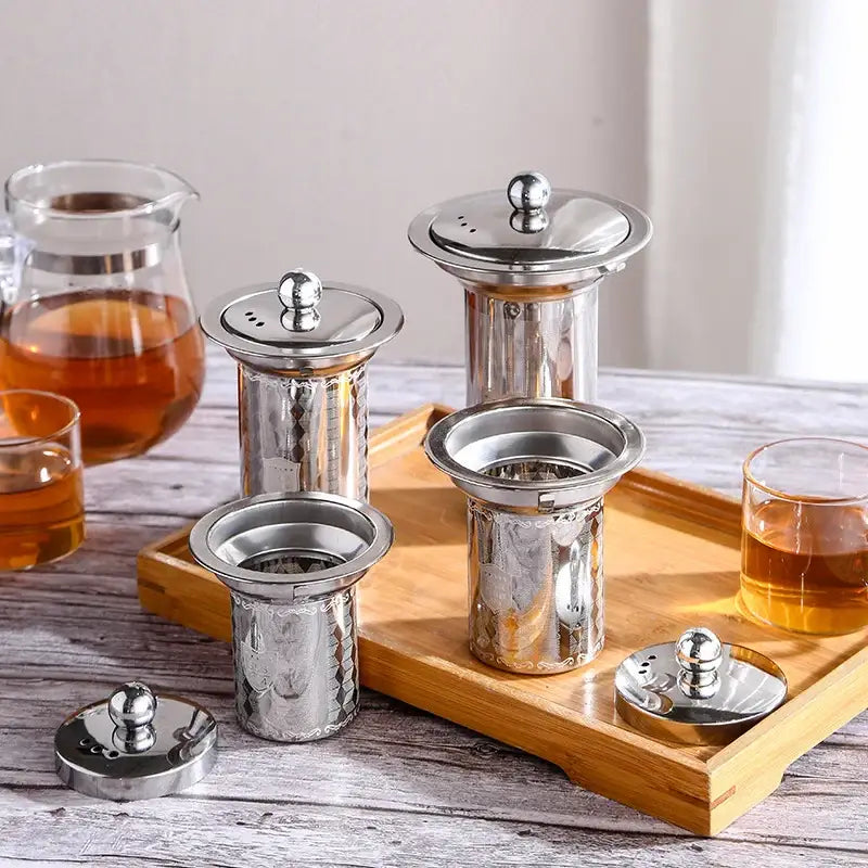 RVS theefilter met deksel voor kop of theepot – afbeelding 2