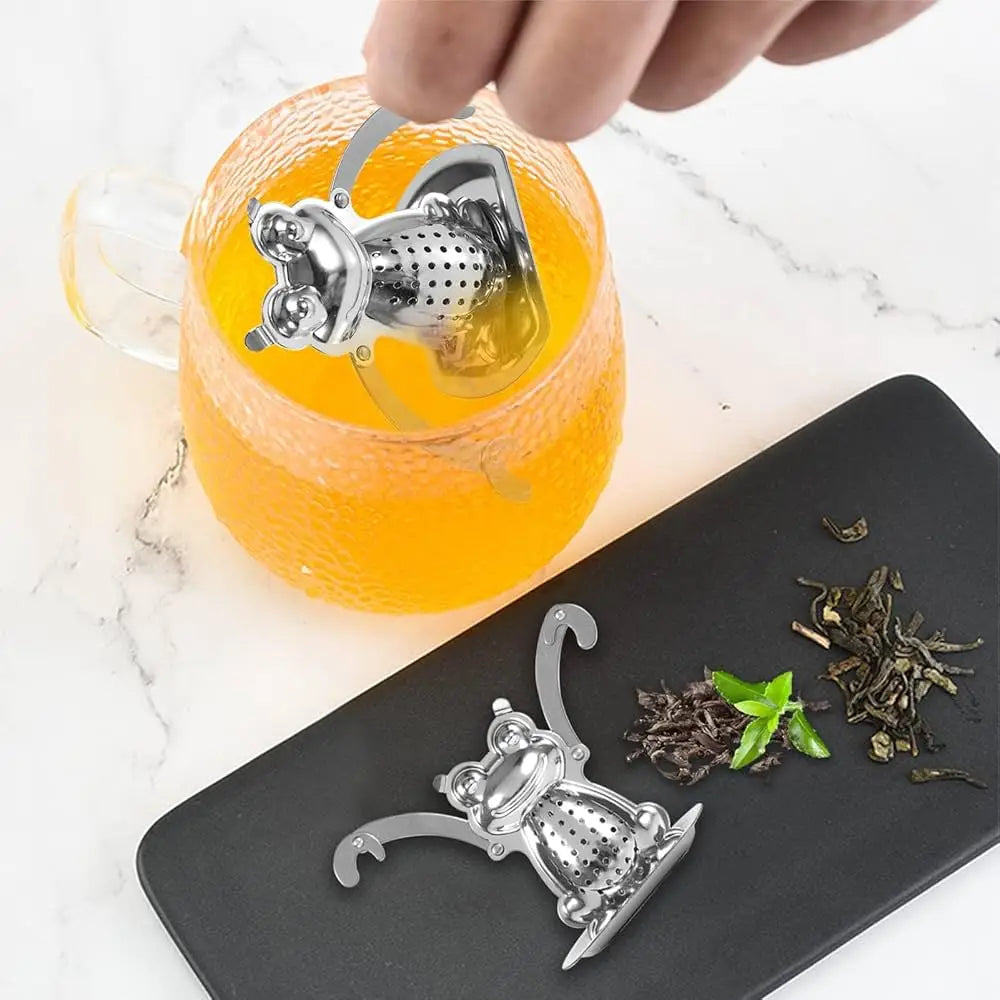 RVS thee-infuser in kikkervorm – afbeelding 1