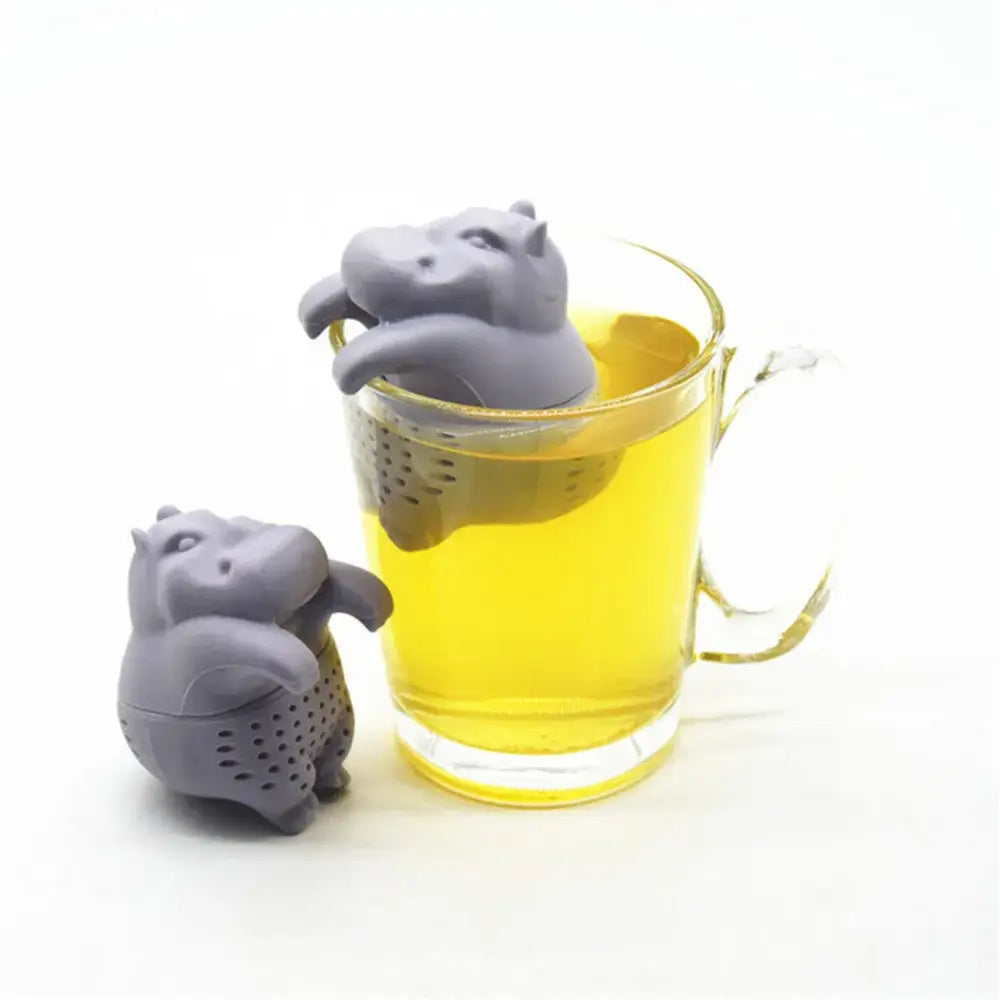 Siliconen thee-infuser nijlpaard voor losse thee – afbeelding 1