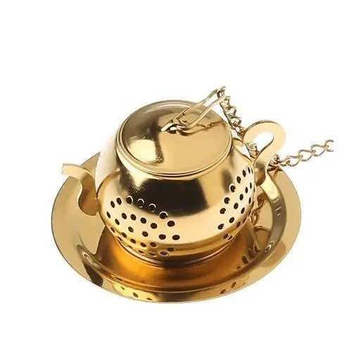 RVS thee-infuser in theepotvorm – zilver- of goudkleurig