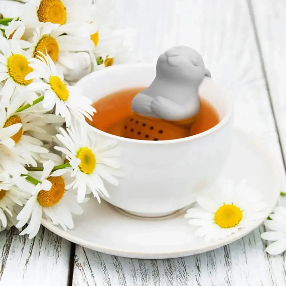 Siliconen thee-infuser konijn voor de rand van de kop – afbeelding 3