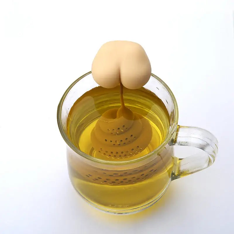 Siliconen thee-infuser in grappige drolvorm – afbeelding 3
