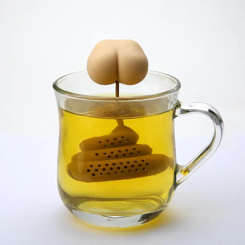 Siliconen thee-infuser in grappige drolvorm – afbeelding 2