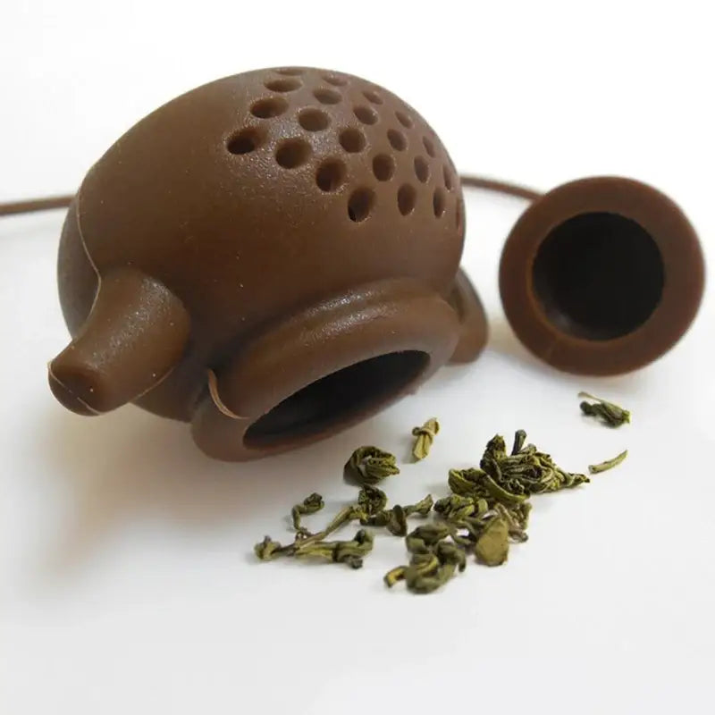 Siliconen thee-infuser in theepotvorm met koord – afbeelding 8