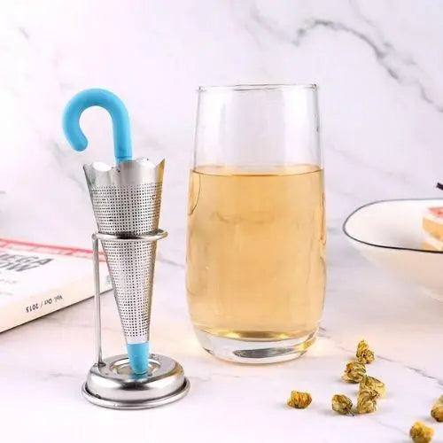 Thee-infuser paraplu met RVS filter en siliconen handgreep