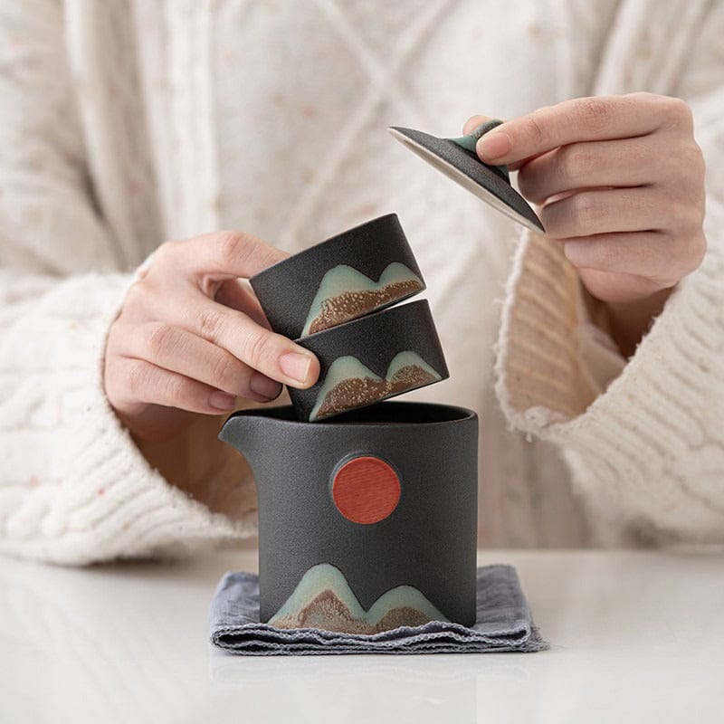 Japans reistheeservies Mountain Sun – theepot 230 ml met 2 kopjes