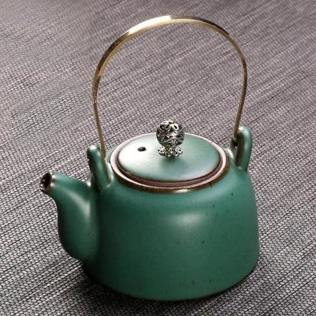 Japanse antieke groene keramische theepot 250 ml