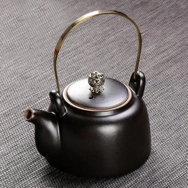 Japanse antieke zwarte keramische theepot 250 ml