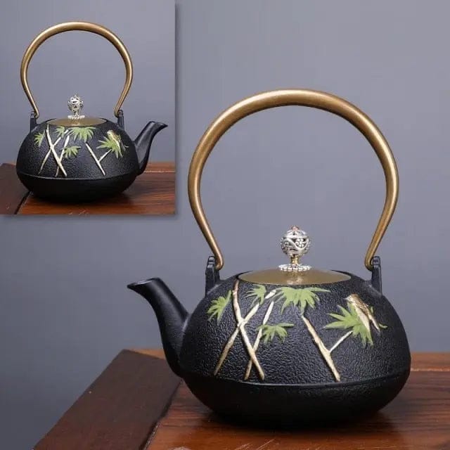 Japanse gietijzeren bamboe theepot 1,2L