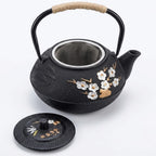 Japanse gietijzeren theepot 800 ml met witte kersenbloemen