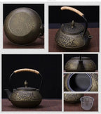 Japanse gietijzeren theepot, groot, bloem, 800 ml