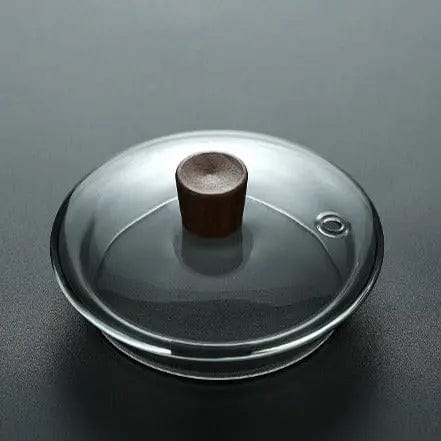 Japanse glazen theepot met vierkante houten handgreep 1,2L