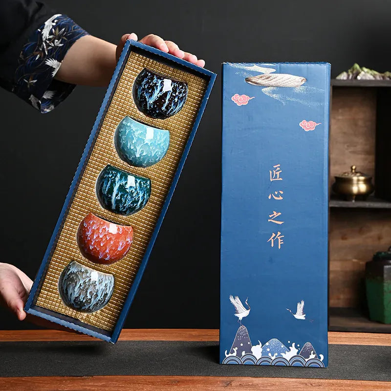 Japanse keramische theekommetjes – losse modellen of set van 5