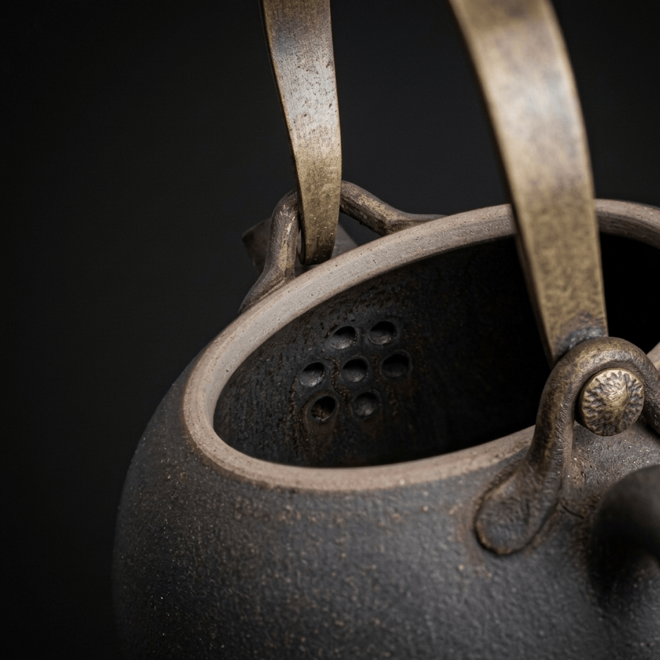 Japanse keramische theepot 475 ml met vintage design en handvat met touw