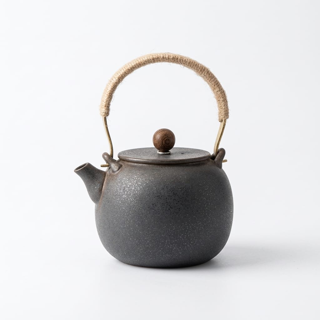 Japanse keramische theepot 475 ml met vintage design en handvat met touw