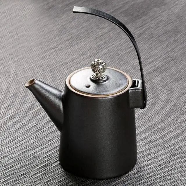 Japanse keramische theepot met hoog design, zwart, 300 ml
