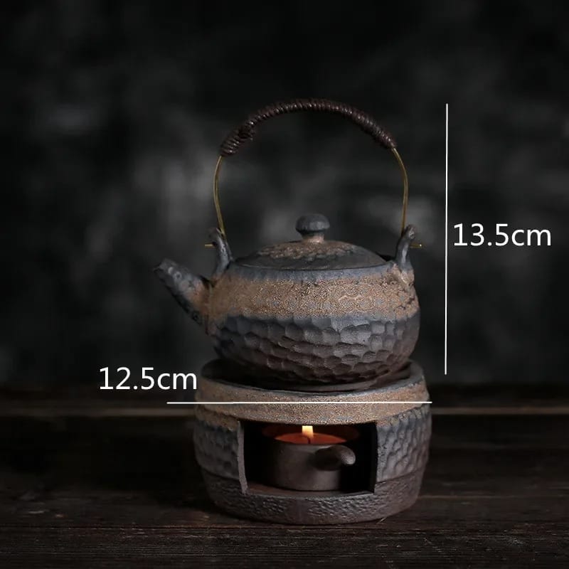 Japanse keramische theepot met warmhouder 300-400 ml – rustieke theepotset