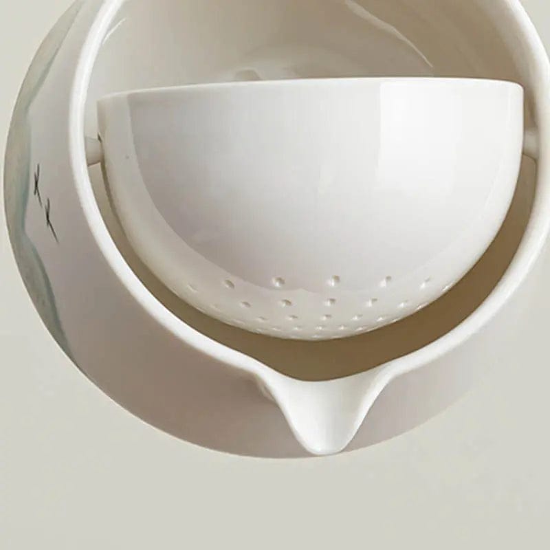 Japanse keramische theeset met draaibare theepot 250 ml en 4 kopjes