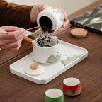 Japanse keramische theeset met draaibare theepot 250 ml en 4 kopjes