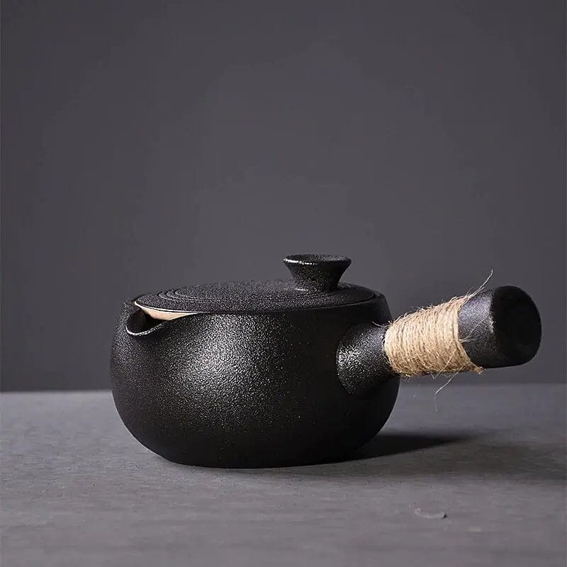 Japanse Kyusu zwarte keramische theepot 500 ml met zijhandvat