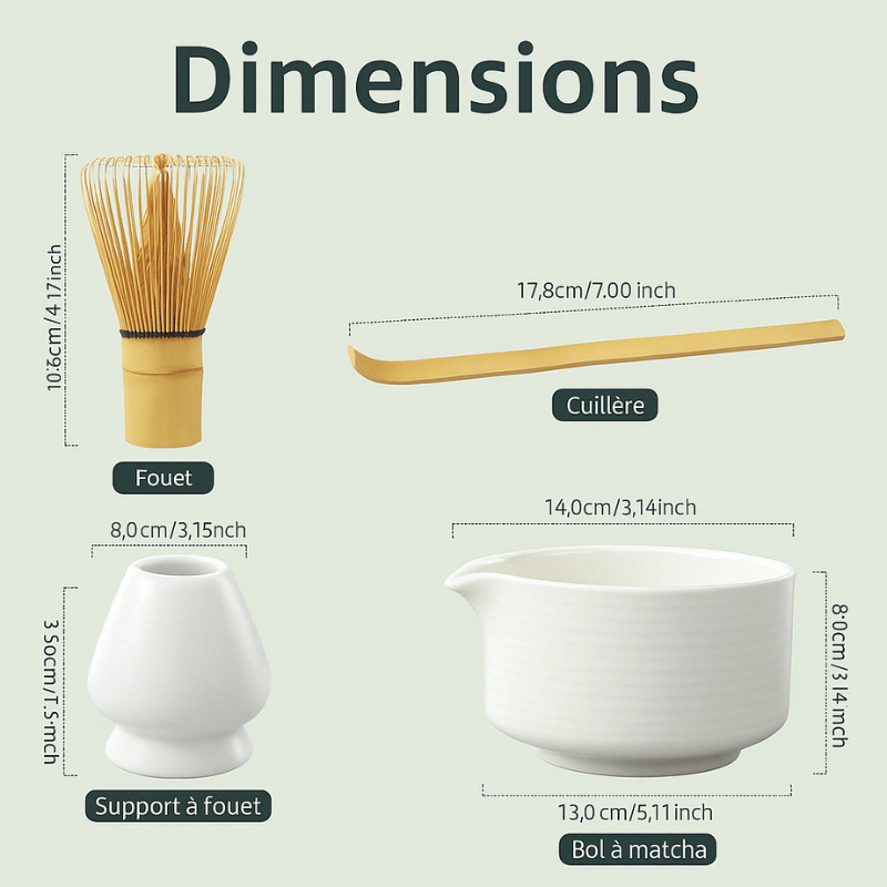Japanse matcha set 4-delig – kom met schenktuit en garde