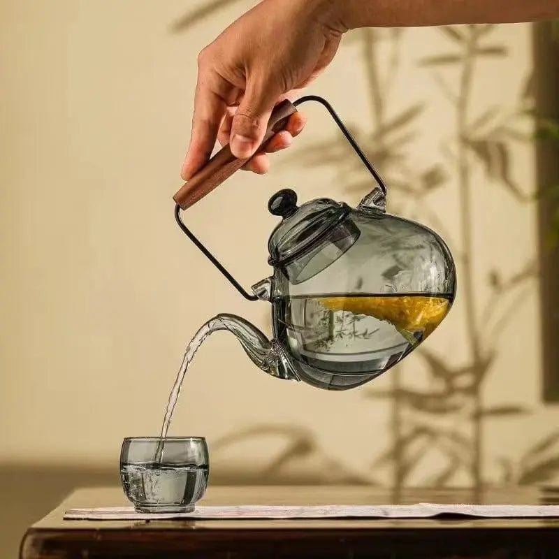 Japanse peervormige glazen theepot 1L