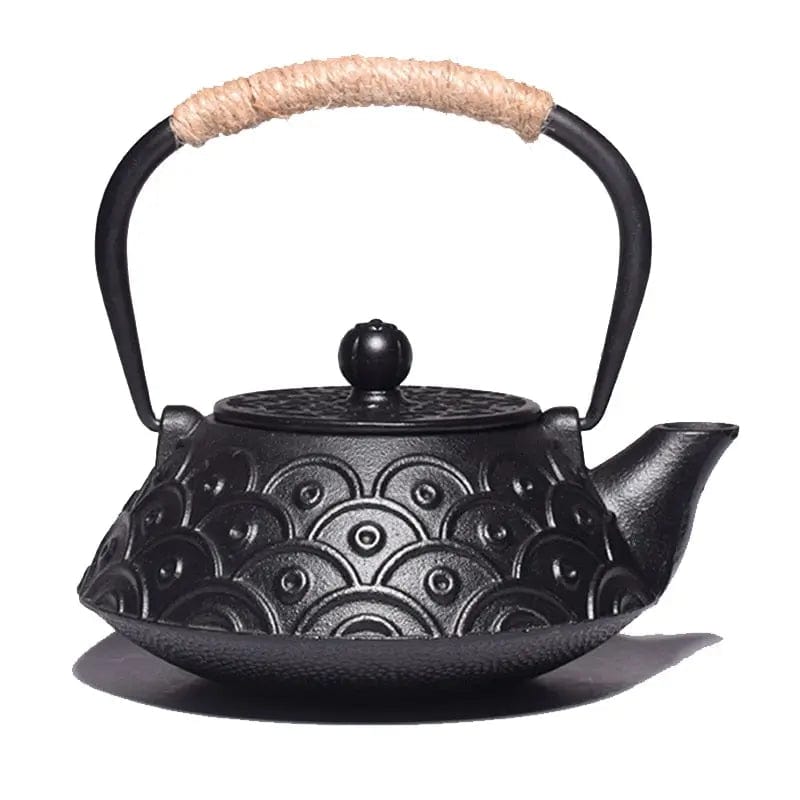 Japanse platte gietijzeren theepot met cirkelpatroon 900 ml