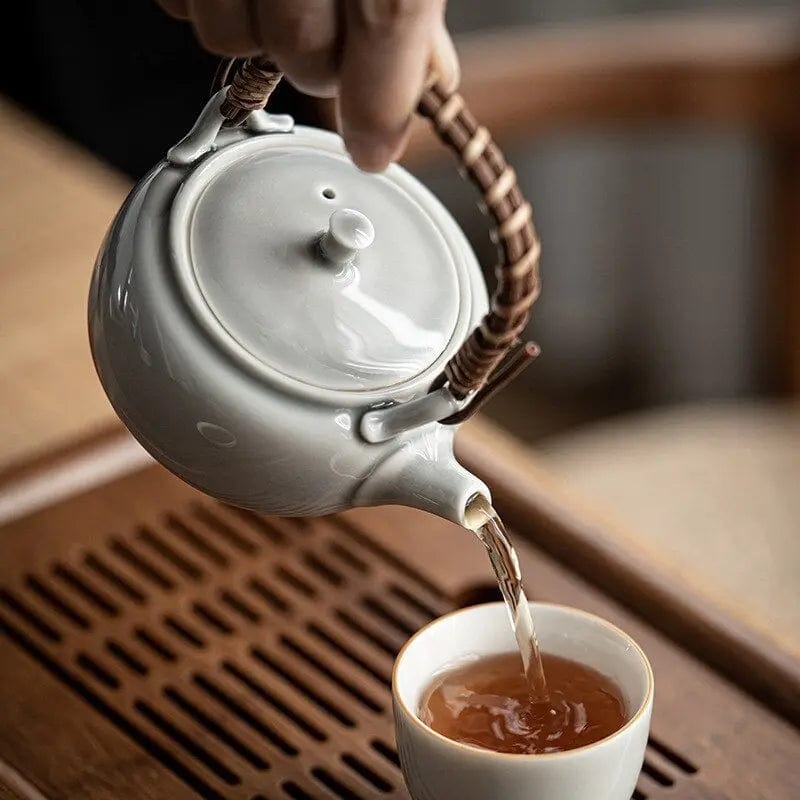 Japanse platte grijze porseleinen theepot 180 ml