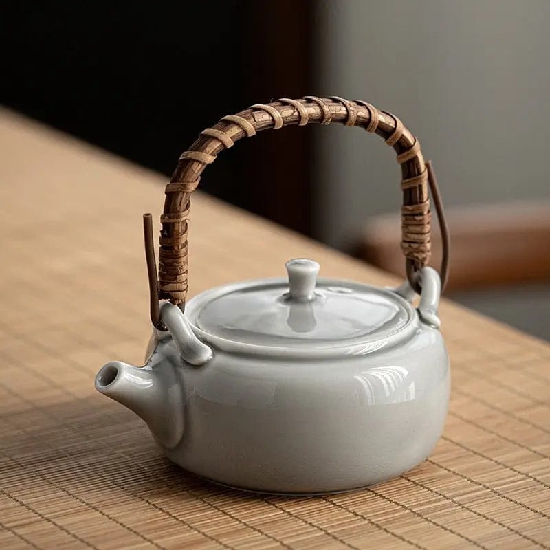 Japanse platte grijze porseleinen theepot 180 ml
