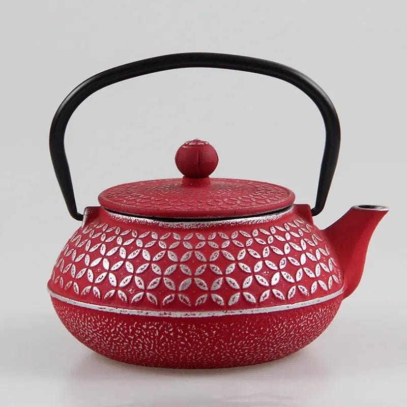 Japanse rode gietijzeren theepot met cirkelpatroon 600 ml