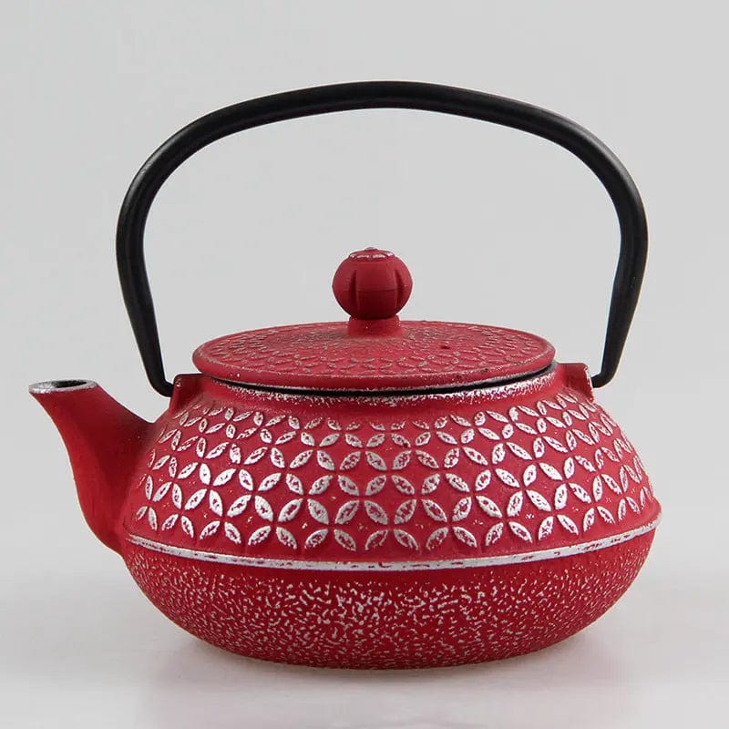 Japanse rode gietijzeren theepot met cirkelpatroon 600 ml