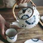 Japanse witte en blauwe porseleinen theepot 500ML
