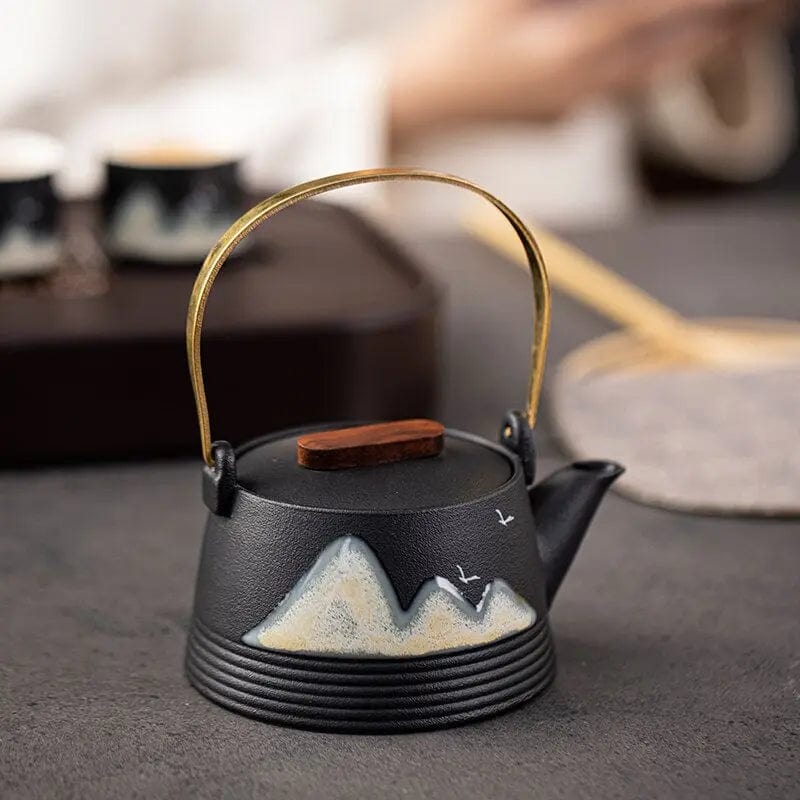 Japanse zwarte en design keramische theepot 290ml