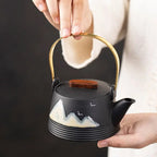Japanse zwarte en design keramische theepot 290ml
