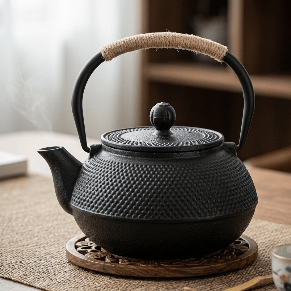 Japanse zwarte geëmailleerde gietijzeren theepot 600ML - 1,2L