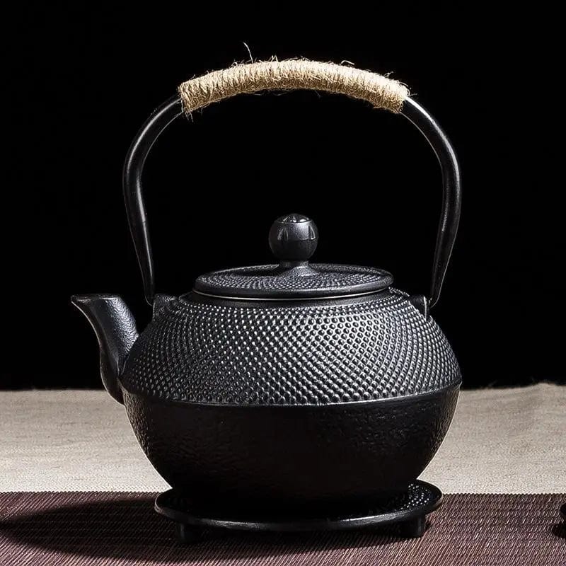 Japanse zwarte geëmailleerde gietijzeren theepot 600ML - 1,2L