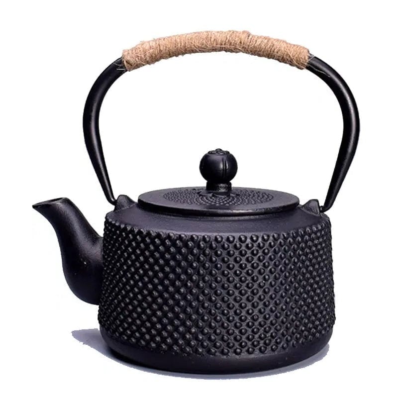 Japanse zwarte gietijzeren theepot met stippen 850ml