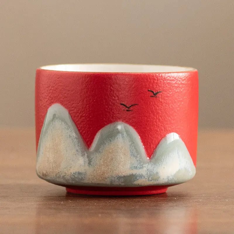 Keramische theekopjes met bergmotieven 75ml